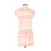 Ann Taylor LOFT Casual Dress - Mini Scoop Neck Short sleeves: Pink Print Dresses - Women's Size X-Small