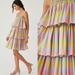 Anthropologie Dresses | Anthropologie Beatrice B Rainbow Tiered Mini Dress Pleated Square Neck | Color: Pink/Yellow | Size: 4