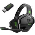 GameXtrem Kabelloses Gaming-Headset mit Noise-Cancelling-Mikrofon, 2,4 G Bluetooth–USB–3,5 mm Kabelanschluss 3 Modi Bluetooth-Wireless-Gaming-Headset für PC, PS4, PS5, Mac, Switch (Green)