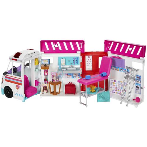 Puppen Fahrzeug BARBIE ""Krankenwagen 2-in-1 Spielset"" Puppenausstattungen weiß Kinder mit Licht und Geräuschen