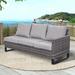 Latitude Run® Nazime 71.26" Wide Outdoor Wicker U-Shaped Patio Sectional w/ Cushions Wicker/Rattan/Metal/Olefin Fabric Included in Gray | Wayfair