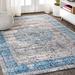 Blue/Gray Rectangle 4' x 6' Area Rug - World Menagerie Stimpson Vintage Medallion Peacock Blue Area Rug Polyester | Wayfair