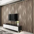 Papier peint à rayures courbes 3D pour salon décoration de fond TV maison de luxe