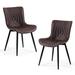 George Oliver Jimma Leather Dining Chairs Modern Wingback Side Chairs w/ Metal Legs Faux Leather/Wood/Upholstered in Brown | Wayfair