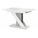 Mobilier1 - Table Goodyear 105, Blanc brillant + Béton, 76x80x120cm, Allongement, Stratifié - Blanc