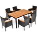 7 Pieces Patio Rattan Dining Set with Armrest Cushioned Chair and Umbrella Hole - 59" x 35.5" x 29.5" (L x W x H)