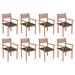 vidaXL Stackable Patio Chairs with Cushions 8 pcs Solid Teak Wood - 22" x 20.1" x 35.4"