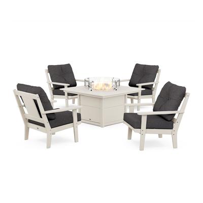 POLYWOOD Prairie 5-Piece Deep Seating Set with Fire Pit Table