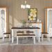 Rustic Style 6-Piece Wooden Kitchen Dining Table Set, Dining Table with 4 Comfortable Upholstered Slat Back Chairs & a Bench