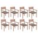 vidaXL Stackable Patio Chairs with Cushions 8 pcs Solid Teak Wood - 22" x 20.1" x 35.4"