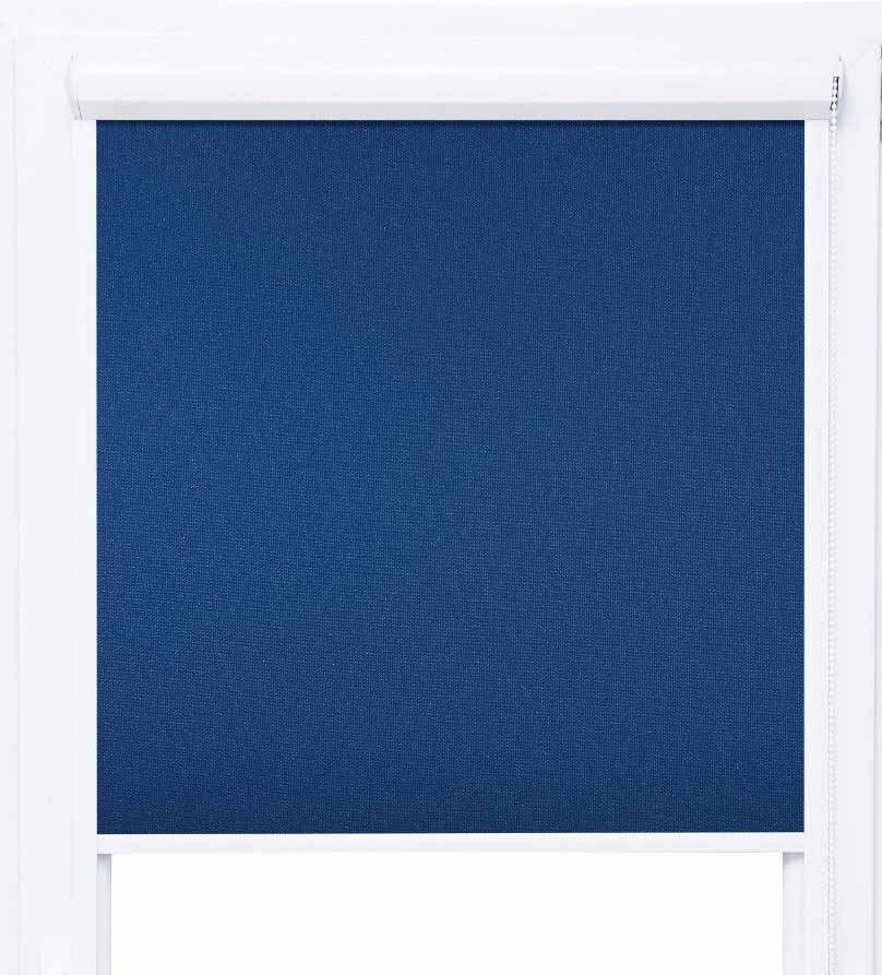 Verdunklungsrollo mit Kassette und seitlichen Leisten blau 80x150cm 100% black out Thermorollo Image