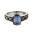 Serene Treasures,'Sapphire and Kyanite Polished Sterling Silver Cocktail Ring'