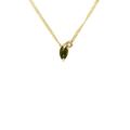 Green Tourmaline & Diamond Necklace - Silver/Gold Stacking Necklace, Tourmaline Delicate Gold Dainty Necklace
