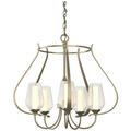 Flora 22.2" Wide 5 Arm Soft Gold Chandelier With Opal and Seeded Glass