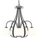 Sweeping Taper 24" Wide 5 Arm Black Chandelier With Opal Glass