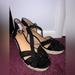 American Eagle Outfitters Shoes | American Eagle Black Wedge Strappy Sandal - Size 10 | Color: Black/Tan | Size: 10