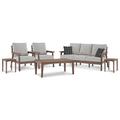 Signature Design by Ashley Emmeline 6 Piece Sofa Seating Group w/ Cushions Plastic in Brown | 35.5 H x 77.25 W x 28 D in | Outdoor Furniture | Wayfair