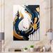 Ivy Bronx Blue & Gold Modern Art Abstract Painting V - Modern Metal Wall Décor Metal in Blue/White/Yellow | 32 H x 24 W x 1 D in | Wayfair