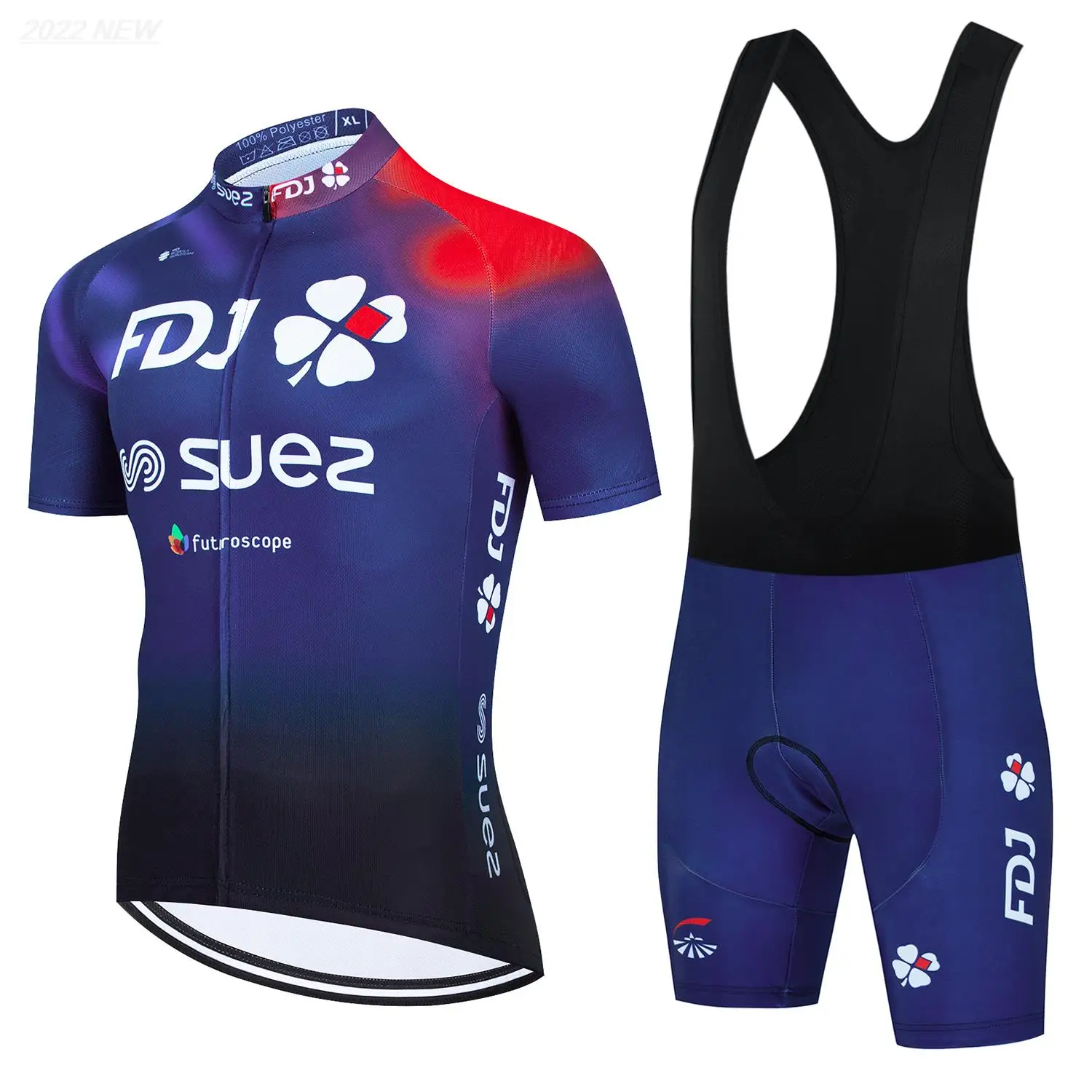Maillot de cyclisme ensemble 2023 FDJ cyclisme vélo combinaison vélo à manches courtes vêtements de cyclisme vélo Maillot cyclisme Maillot cuissard à bretelles