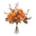 Set of 6 Orange Rose and Fall Foliage Harvest Bouquet 15"