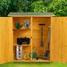 64”H Outdoor Storage Shed with Lockable Door, Wooden Tool Storage Shed w/Detachable Shelves & Pitch Roof