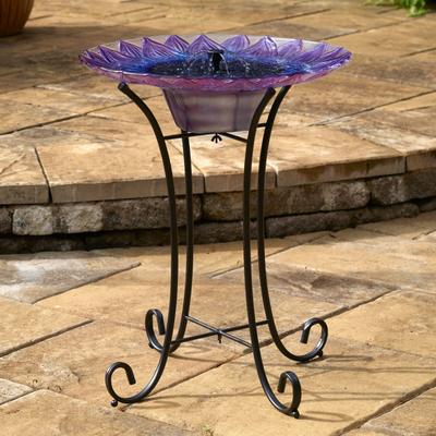 Bell Flower Solar Birdbath