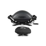 Weber Q 2400 Electric Grill (Black) with Grill Cover Bundle