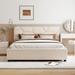 Queen Size Upholstered Platform Bed with Brick Pattern Heardboard and 4 Drawers