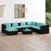 vidaXL Patio Lounge Set Outdoor Sectional Sofa Set Table Garden Poly Rattan - 27.6" x 27.6" x 23.8"