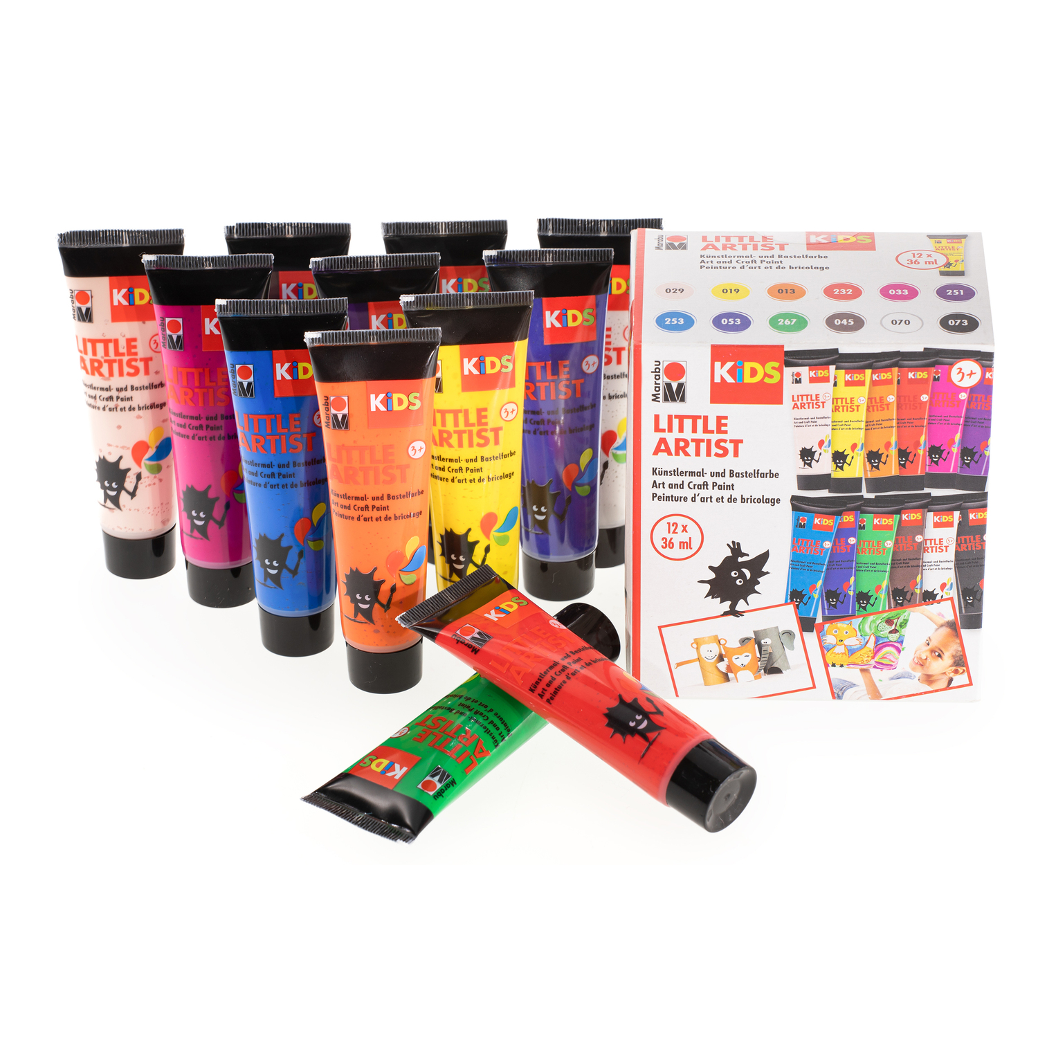 Marabu KiDS "Little Artist" peinture pour loisirs créatifs, 12x 36 ml
