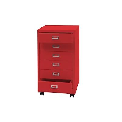 Mendler Rollcontainer HWC-L49, Schubladenschrank Stahlschrank Aktenschrank, Metall 75x40x41cm 6 Schubladen ~ rot Image