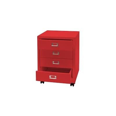 Mendler Rollcontainer HWC-L49, Schubladenschrank Stahlschrank Aktenschrank, Metall 55x40x41cm 4 Schubladen ~ rot Image
