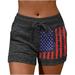 REORIAFEE Women s Yoga Short High Waisted USA Flag 4th July Patriotic Shorts Workout Biker Running Sport Shorts Yoga Leggings Fitness Running Gym Print Sport Active Pants Yoga Shorts Black XL