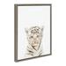 Kate and Laurel Sylvie Animal Studio Baby White Tiger Framed Canvas Wall Art by Amy Peterson Art Studio 18x24 Gray Modern Jungle Animal Portrait Art for Wall