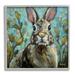 Stupell Rabbit Portrait Botanical Blooms Animals & Insects Painting Gray Framed Art Print Wall Art