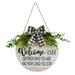 Yoone Welcome Sign Eye-catching Sturdy Construction Wood Decorative Sign with Artificial Leaves for Home