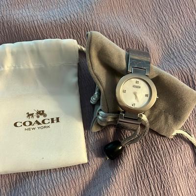 Coach Accessories | Coach Brand Stainless Steel Watch With 4 Diamonds On The Watch Face Euc. | Color: Silver | Size: Os