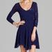 Free People Dresses | Free People Blue Katya V-Neck 3/4 Sleeve Paisley Stretch Lace Dress No Size | Color: Blue | Size: No Size