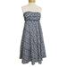 J. Crew Dresses | J. Crew Strapless Sundress Navy White Geometric Lined Textured 100% Cotton Sz 6 | Color: Blue/White | Size: 6