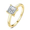 JewelryPalace Princess Cut 1ct Moissanite Solitaire Engagement Rings for Her, 14K Yellow Gold Plated 925 Sterling Silver Promise Ring for Women, Anniversary Wedding Ring Jewellery Sets VVS D-F P