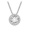 JewelryPalace 1.2ct Moissanite Round Cut Halo Pendant Necklace for Women, 14K White Gold Plated 925 Sterling Silver Necklaces for Her, Simulated Diamond Jewellery Sets 18 Inches Chain VVS D-F