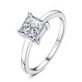 JewelryPalace Princess Cut 1ct Moissanite Solitaire Engagement Rings for Her, 14K White Gold Plated 925 Sterling Silver Promise Ring for Women, Anniversary Wedding Ring Jewellery Sets VVS D-F J