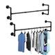 Queiting 2PCS Wall Mounted Clothes Rail 105cm Industrial Pipe Hanger Towel Rack Vintage Garment Bar Heavy Duty Wall Rail for Clothing Rod Hanging Display Holder for Bedroom Laundry