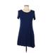 Olivia Rae Casual Dress - A-Line Scoop Neck Short sleeves: Blue Print Dresses - Women's Size Medium