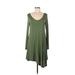 Casual Dress - DropWaist: Green Solid Dresses - Women's Size Medium