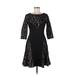 Rabbit Rabbit Rabbit Designs Cocktail Dress - A-Line: Black Print Dresses - Women's Size 6