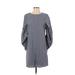 Charles Henry Casual Dress - Shift Crew Neck 3/4 sleeves: Blue Print Dresses - Women's Size Small
