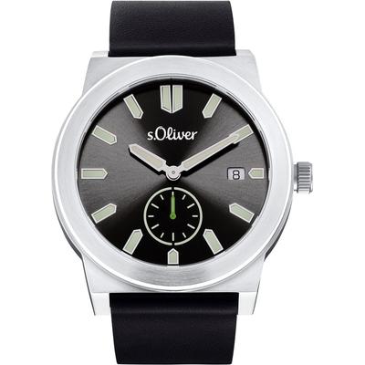s.Oliver Herrenuhr Edelstahl schwarz Herren Image