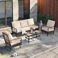 Lark Manor™ Argyri Outdoor Patio Conversation Set w/ Rocking Lounge Chairs | 35 H x 76 W x 31.3 D in | Wayfair DA4C2B0A49CD4B4089E8B9B49BBE91B1