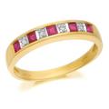 9ct Gold Diamond And Ruby Half Eternity Ring - D8843-K